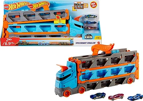 3 1:64 Scale Cars Storage Carrier with 6-Foot Drag Race Track O33913