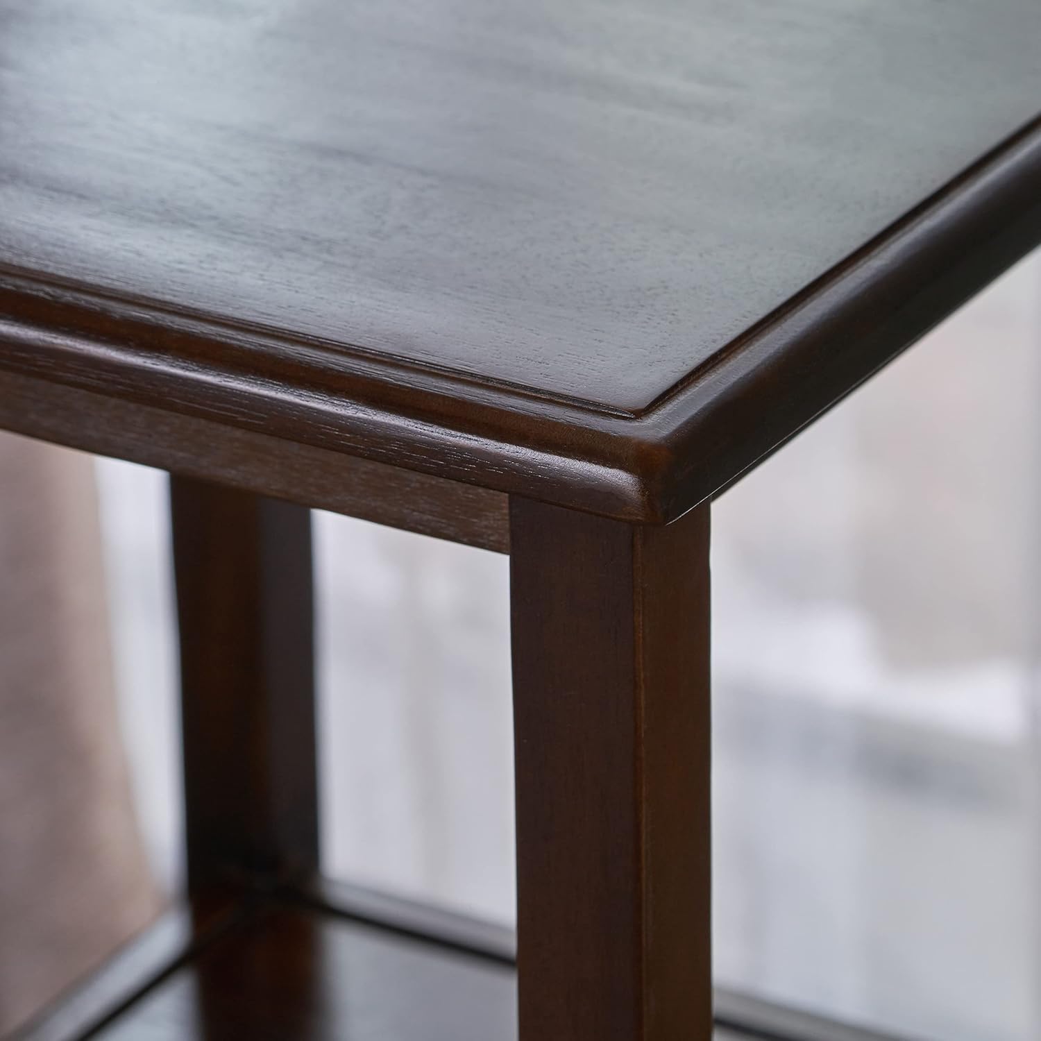 Brown Mahogany Acacia Wood Accent Table with Bottom Drawer M212