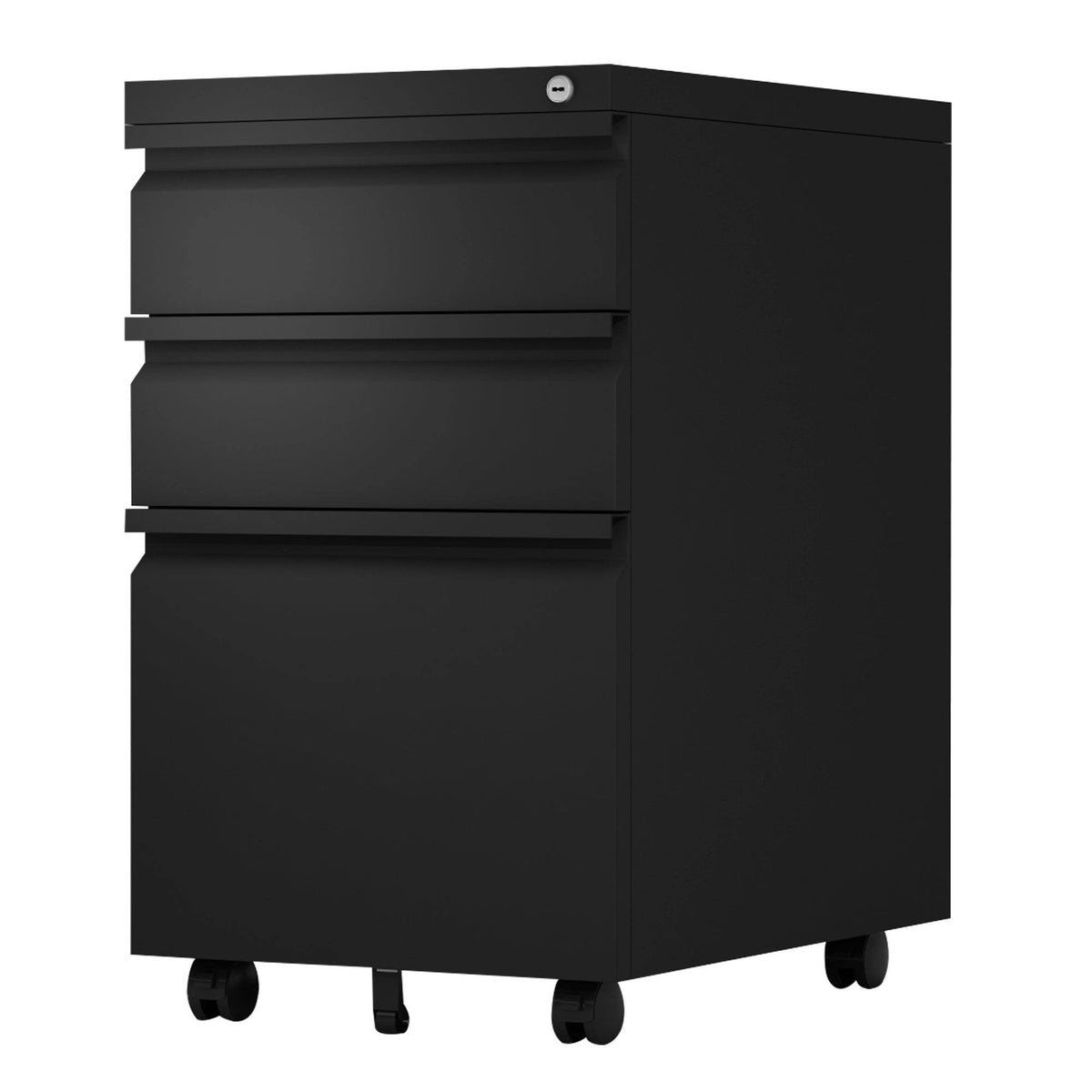 3-Drawer Metal Locking Mobile File Cabinet White D46335