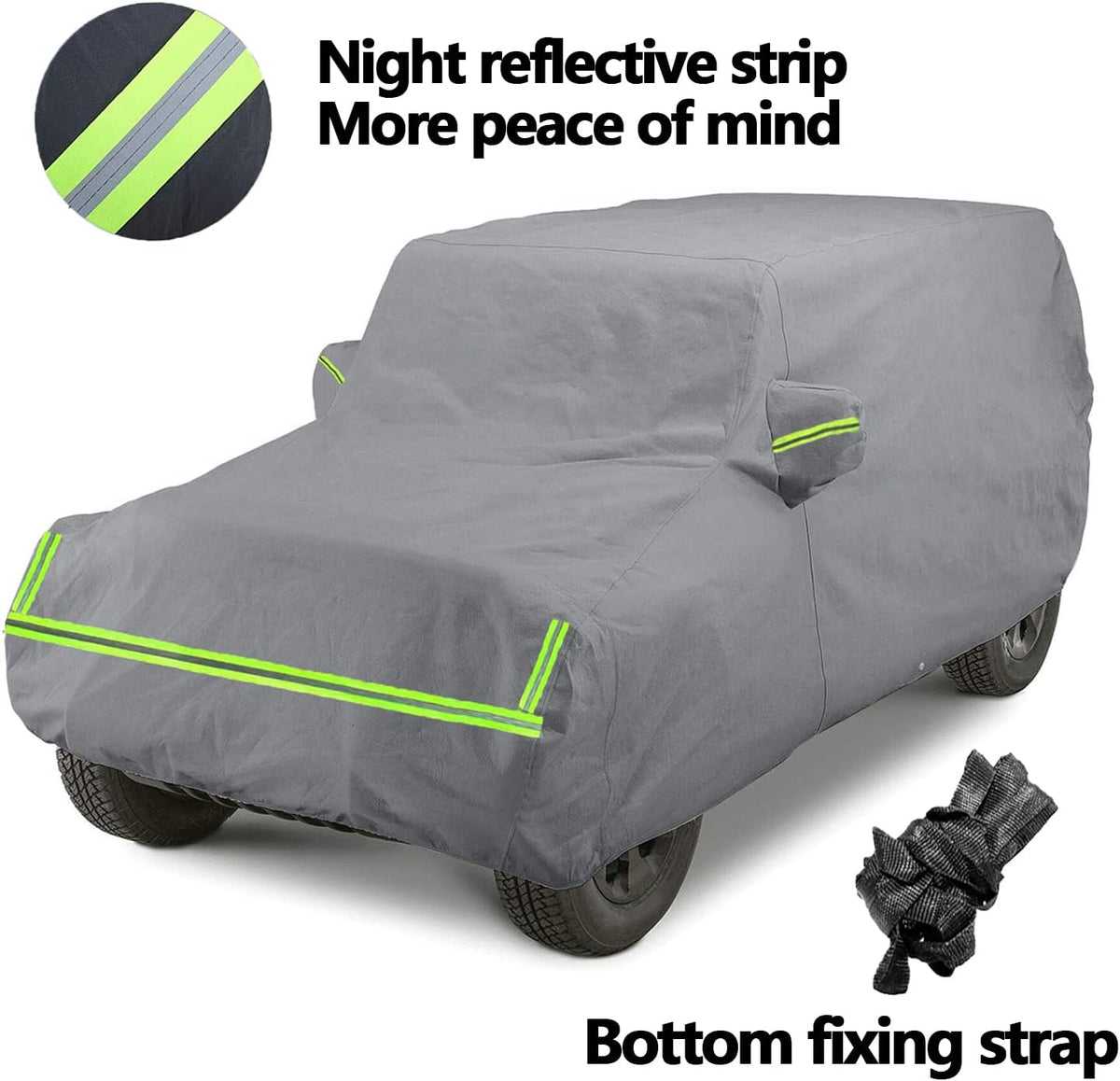 210D Oxford Waterproof Car Cover with Zipper Door, Reflective Strip, Windproof Straps K9598