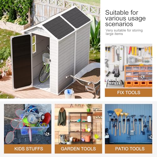 Gray 5x3 FT Waterproof Plastic Storage Shed with Floor U69590
