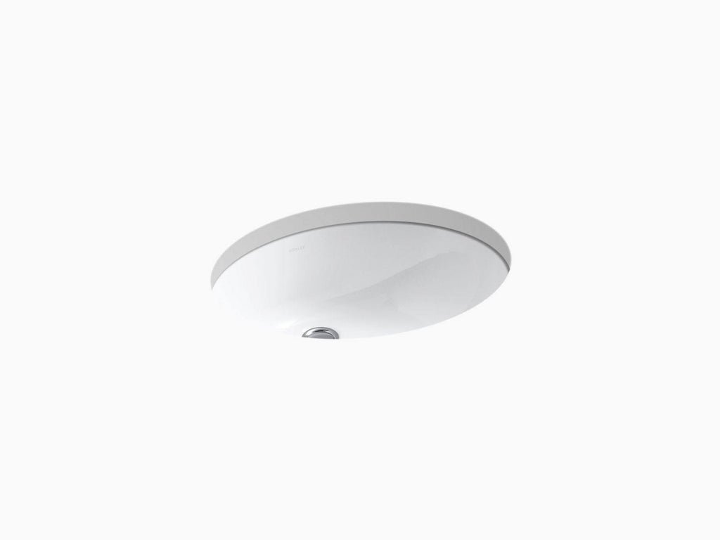 White Undermount Oval Bathroom Sink with Overflow L95879