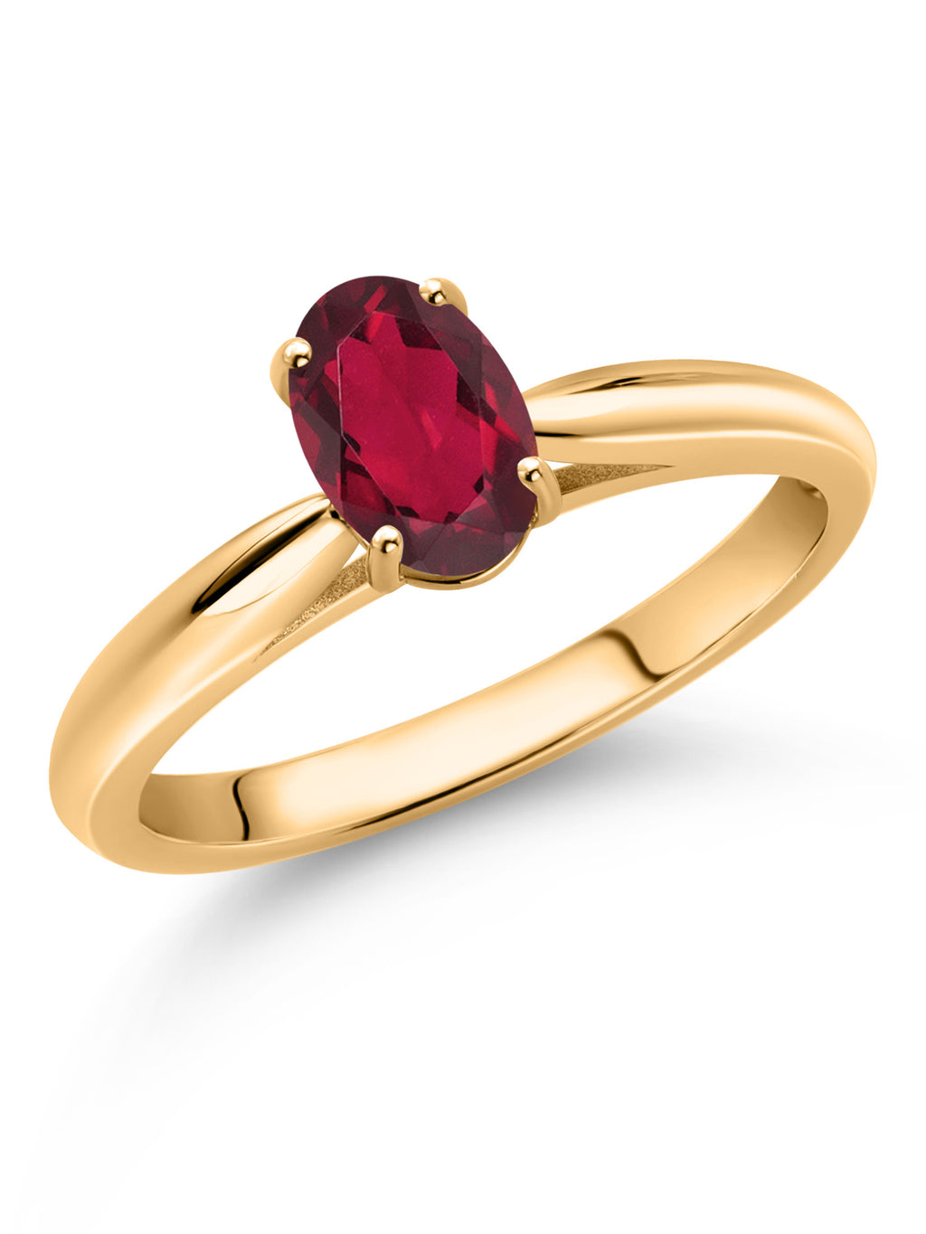 10K Yellow Gold Ruby Red Mystic Topaz Solitaire Engagement Ring Z828097