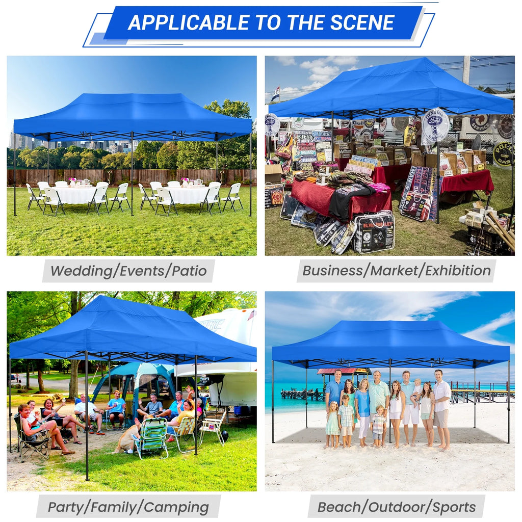 10' x 20' Pop Up Canopy Tent Straight Leg Shelter with Roller Bag, Blue C852