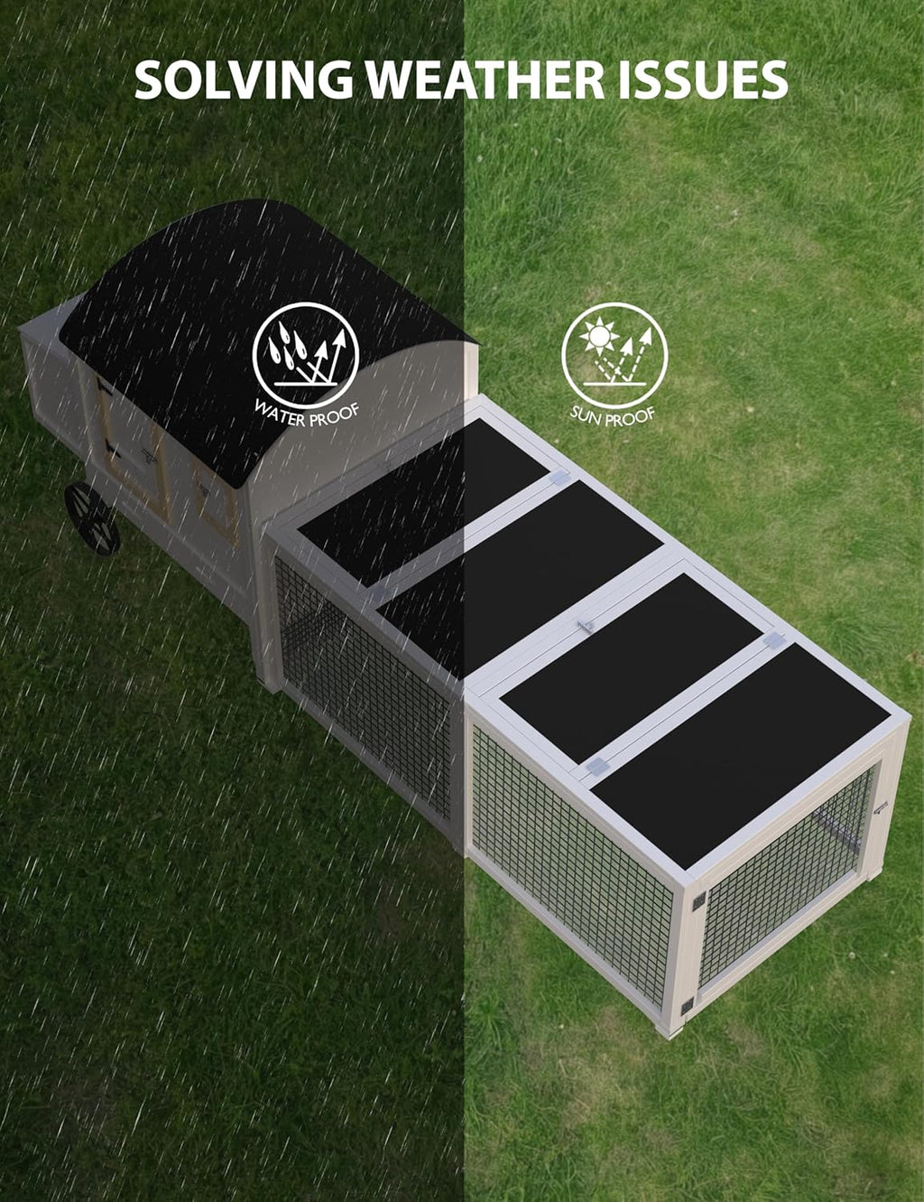 White Wooden Chicken Coop with Run H169633