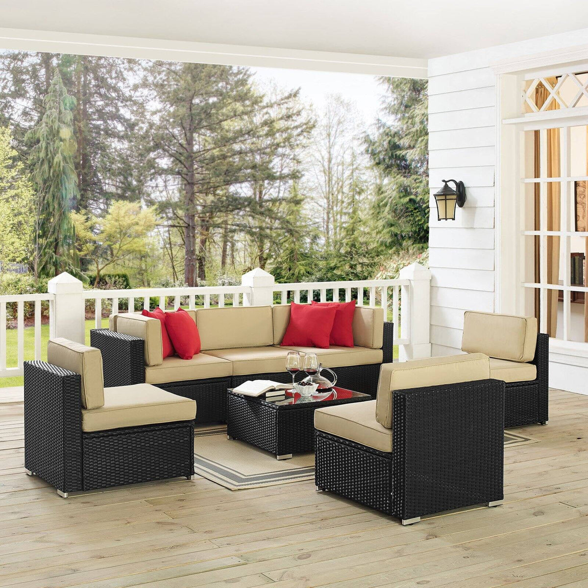 Brown 7 Piece Patio Sectional Set M271