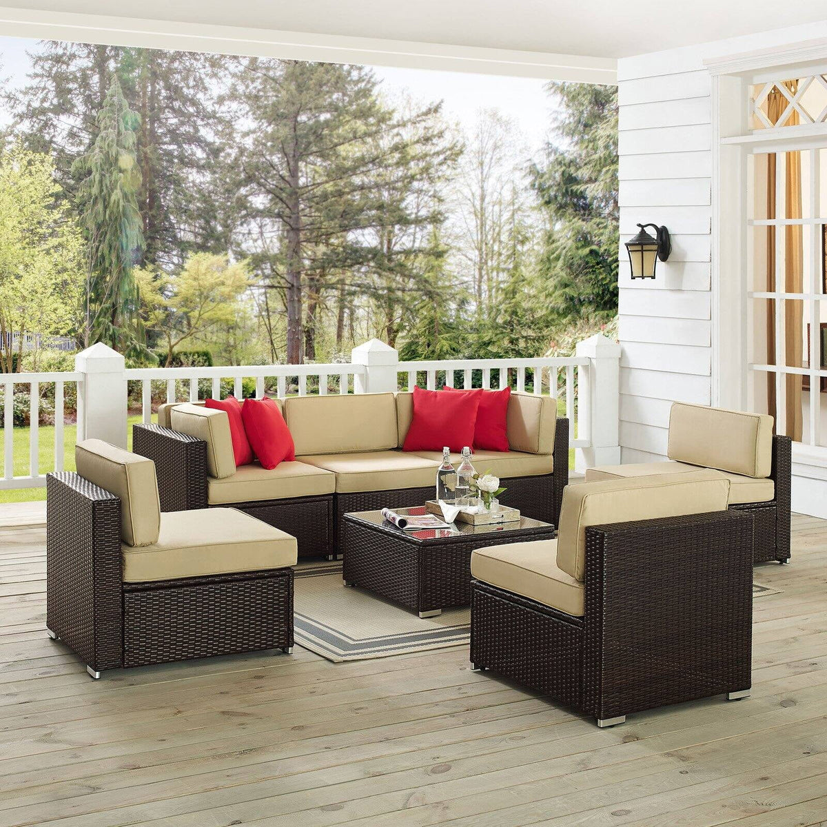 Brown 7 Piece Patio Sectional Set M271