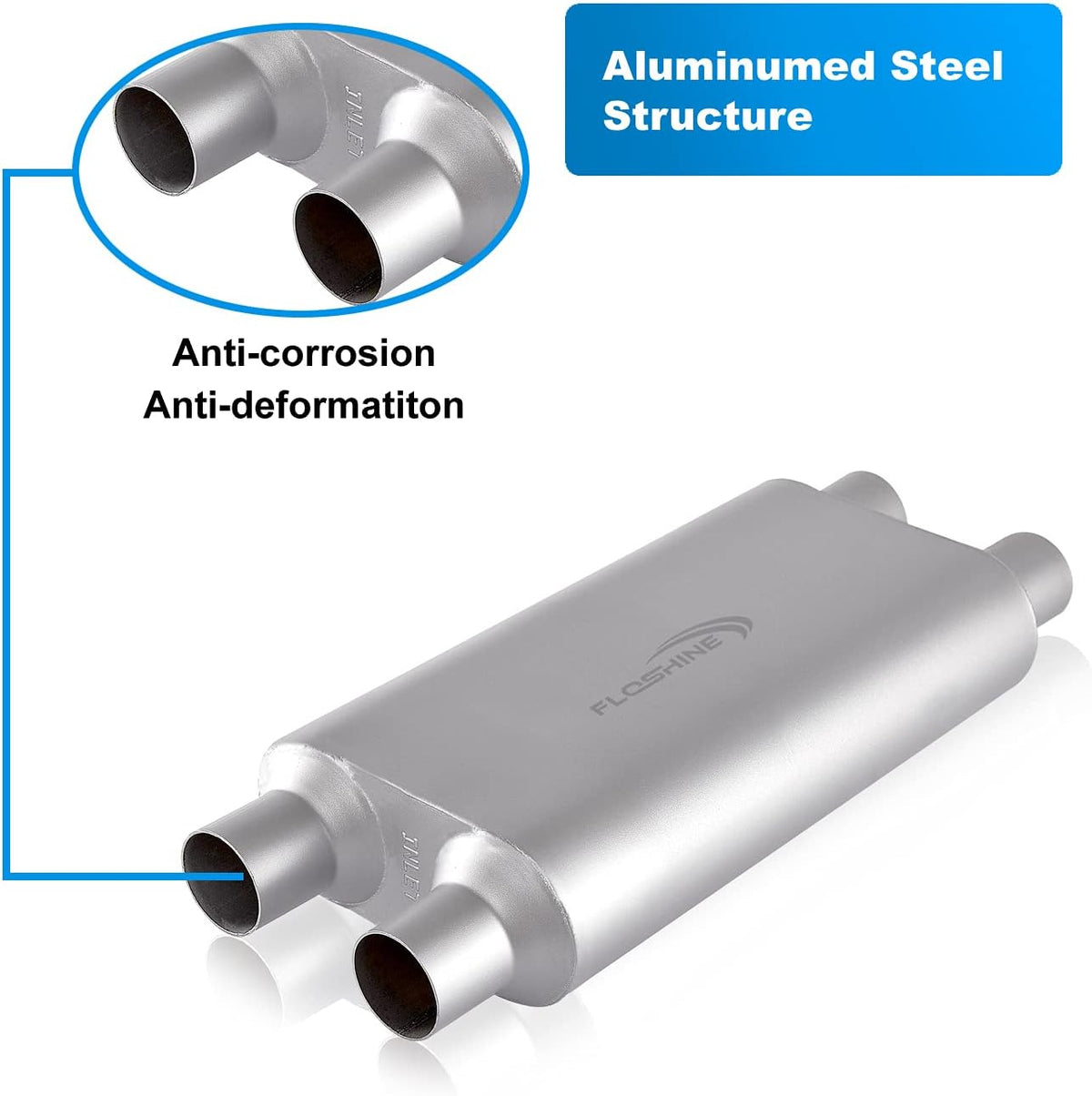 2.5 inch inlet/outlet 3 Chamber Performance Automotive Muffler Exhaust Pack of 2 M615