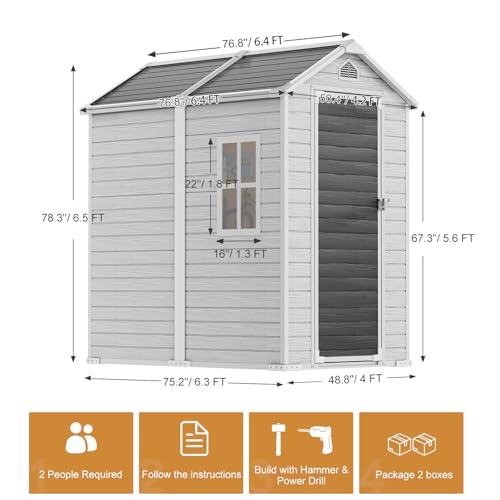 Gray 5x3 FT Waterproof Plastic Storage Shed with Floor U69590