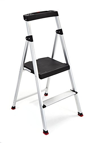 3-Step Lightweight Aluminum Folding Step Ladder with Project Tray, Gray U355794