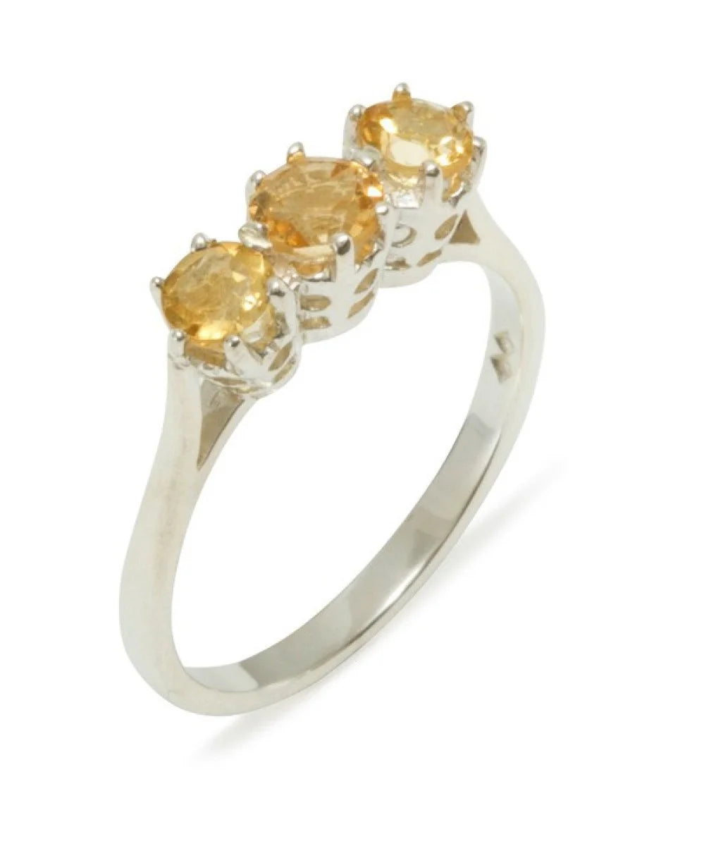 18k White Gold Natural Citrine Ring Size 10 P10220