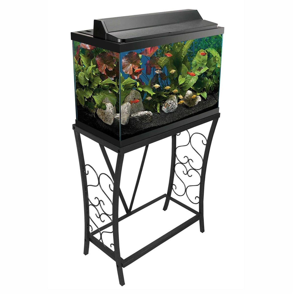 20 Gallon Scroll Aquarium Stand Black O496