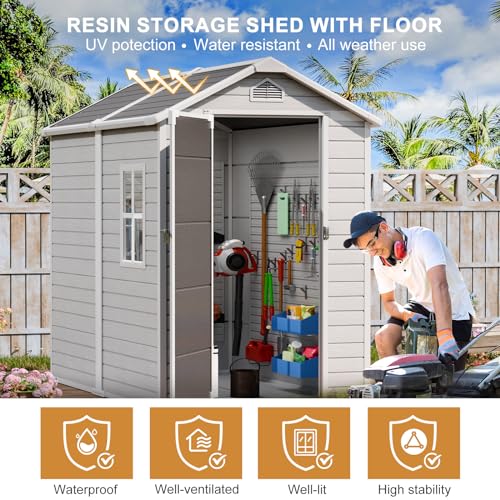 Gray 5x3 FT Waterproof Plastic Storage Shed with Floor U69590