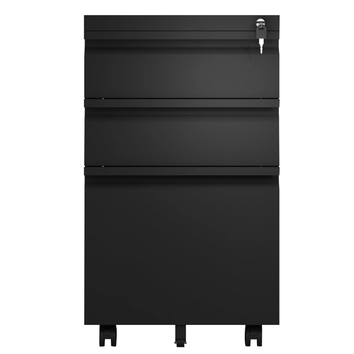 3-Drawer Metal Locking Mobile File Cabinet White D46335