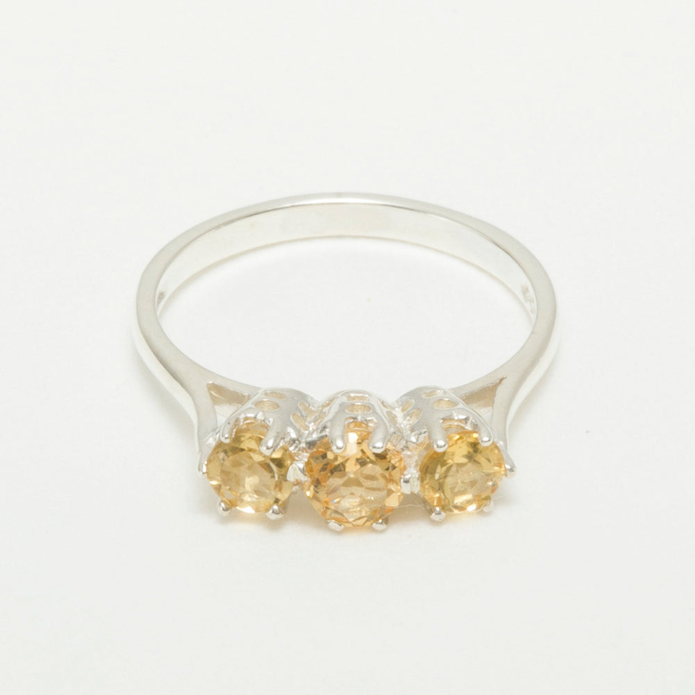 18k White Gold Natural Citrine Ring Size 10 P10220