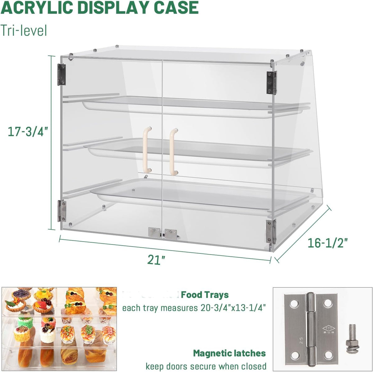 3 Tray Commercial Countertop Bakery Display Case with Rear Doors L499