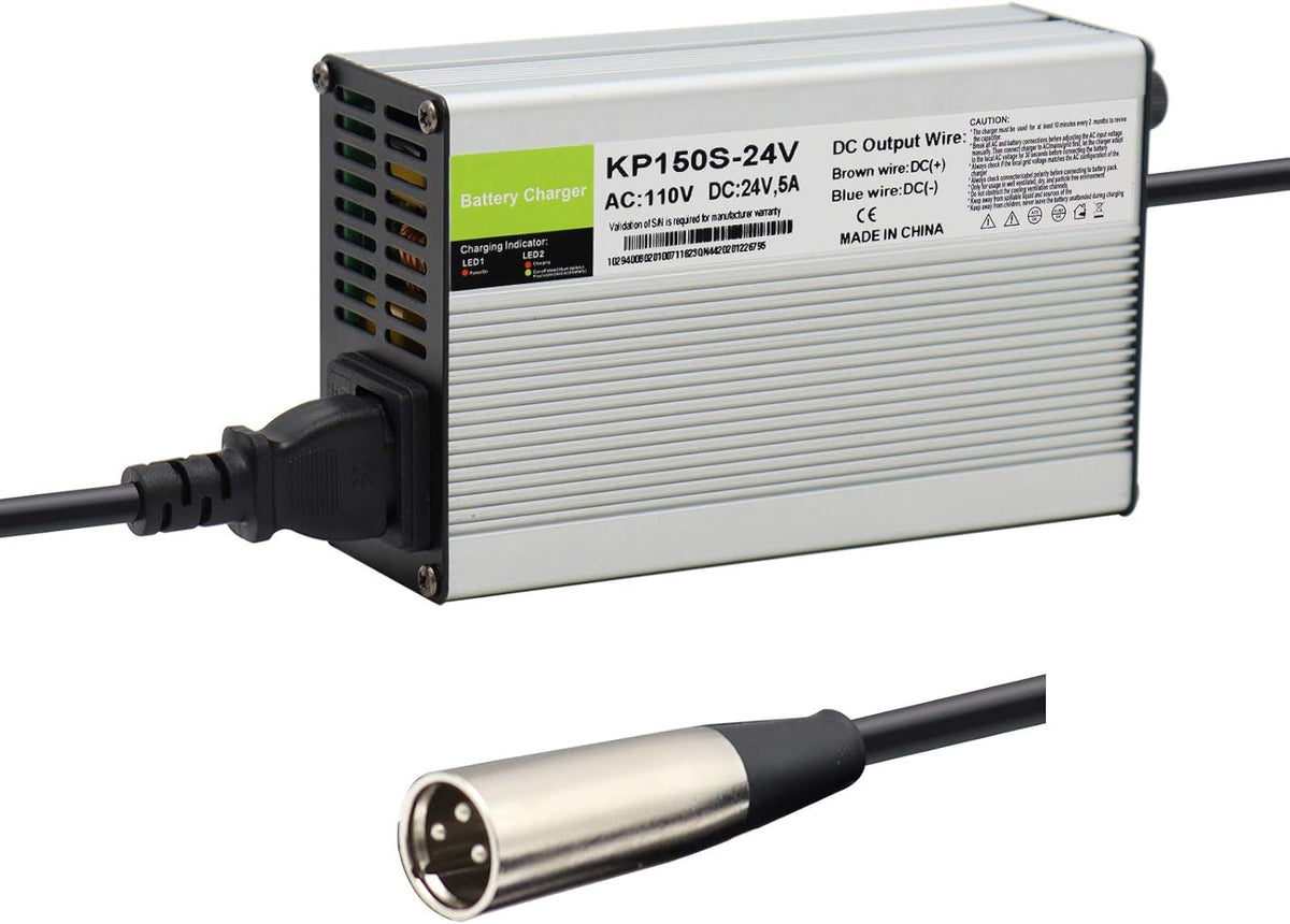 24V 5A Battery Charger with 3-Pin XLR Connector, Pack of 2 P726422