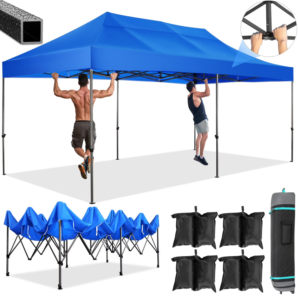 10' x 20' Pop Up Canopy Tent Straight Leg Shelter with Roller Bag, Blue C852