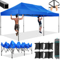10' x 20' Pop Up Canopy Tent Straight Leg Shelter with Roller Bag, Blue C852