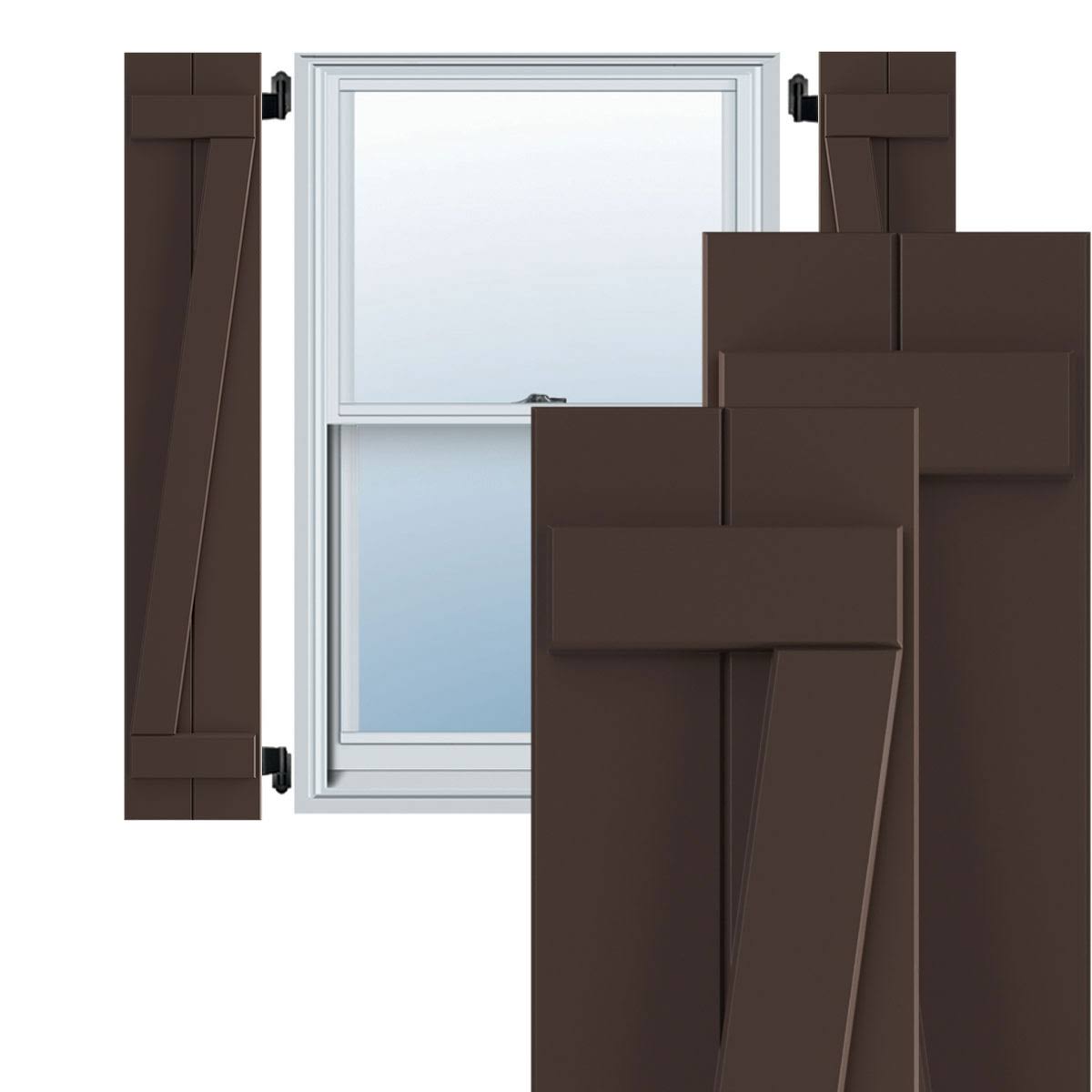 10-3/4x22 x 25x22 PVC Board and Batten Shutters, Raisin Brown (Per Pair) X501394