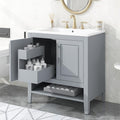 White Solid Wood Bathroom Vanity with Sink and 2 Soft Closing Doors and Drawer Q121