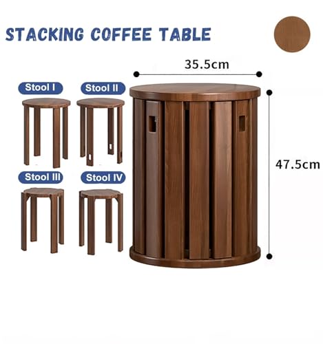 Stackable Stools Set of 4 Wood M9746
