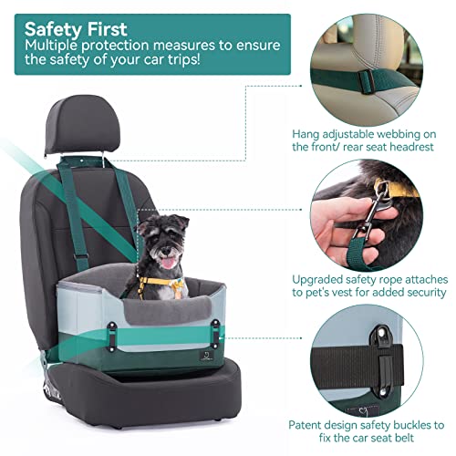 30 Inch Dog Booster Seat with 2 Safety Leashes and Detachable Inner J7005