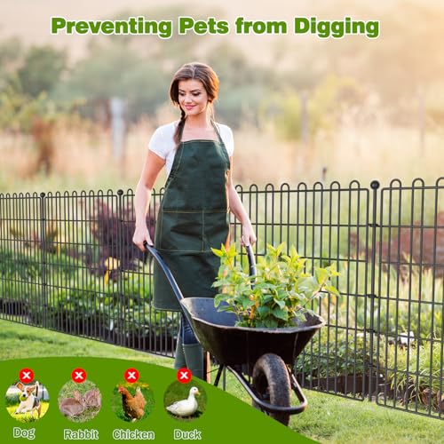 10 Panels No Dig Decorative Garden Fence, 32 in(H) X 23.6 ft(L) Metal Portable Fence V777682