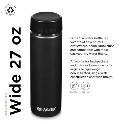 27oz Black Stainless Steel Water Bottle with Wide Loop Cap S2466