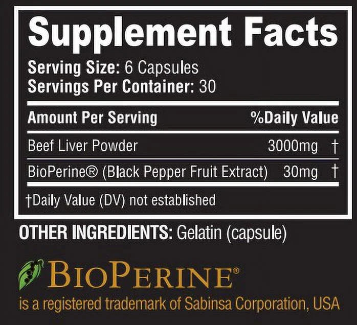 180 Capsules Beef Liver Supplement G4793