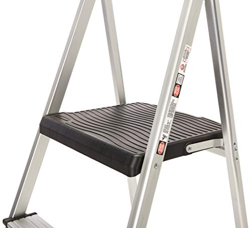 3-Step Lightweight Aluminum Folding Step Ladder with Project Tray, Gray U355794