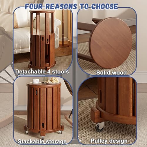 Stackable Stools Set of 4 Wood M9746