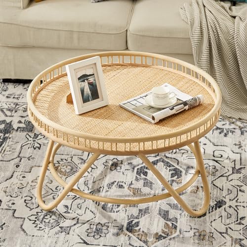 Round Rattan Coffee Table with Wicker Top R19730