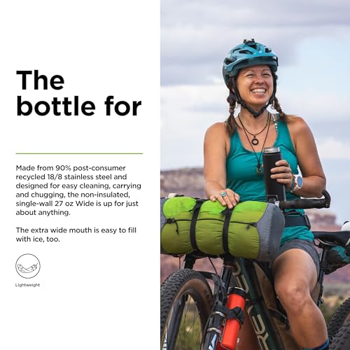 27oz Black Stainless Steel Water Bottle with Wide Loop Cap S2466