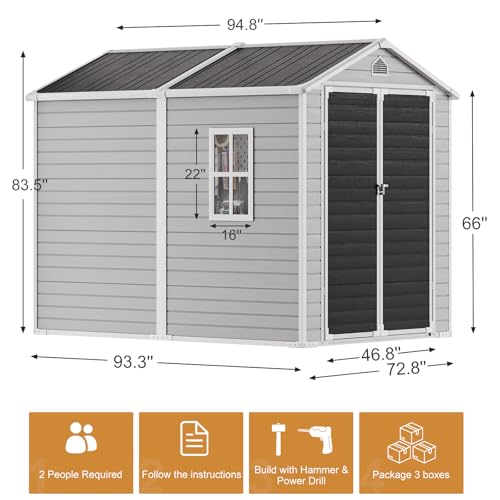 Gray 5x3 FT Waterproof Plastic Storage Shed with Floor U69590