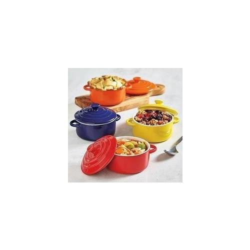Set of 8 Stoneware Mini Casserole Pots with Lids E8018