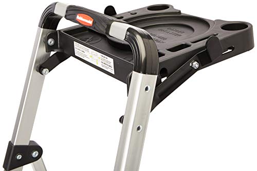 3-Step Lightweight Aluminum Folding Step Ladder with Project Tray, Gray U355794