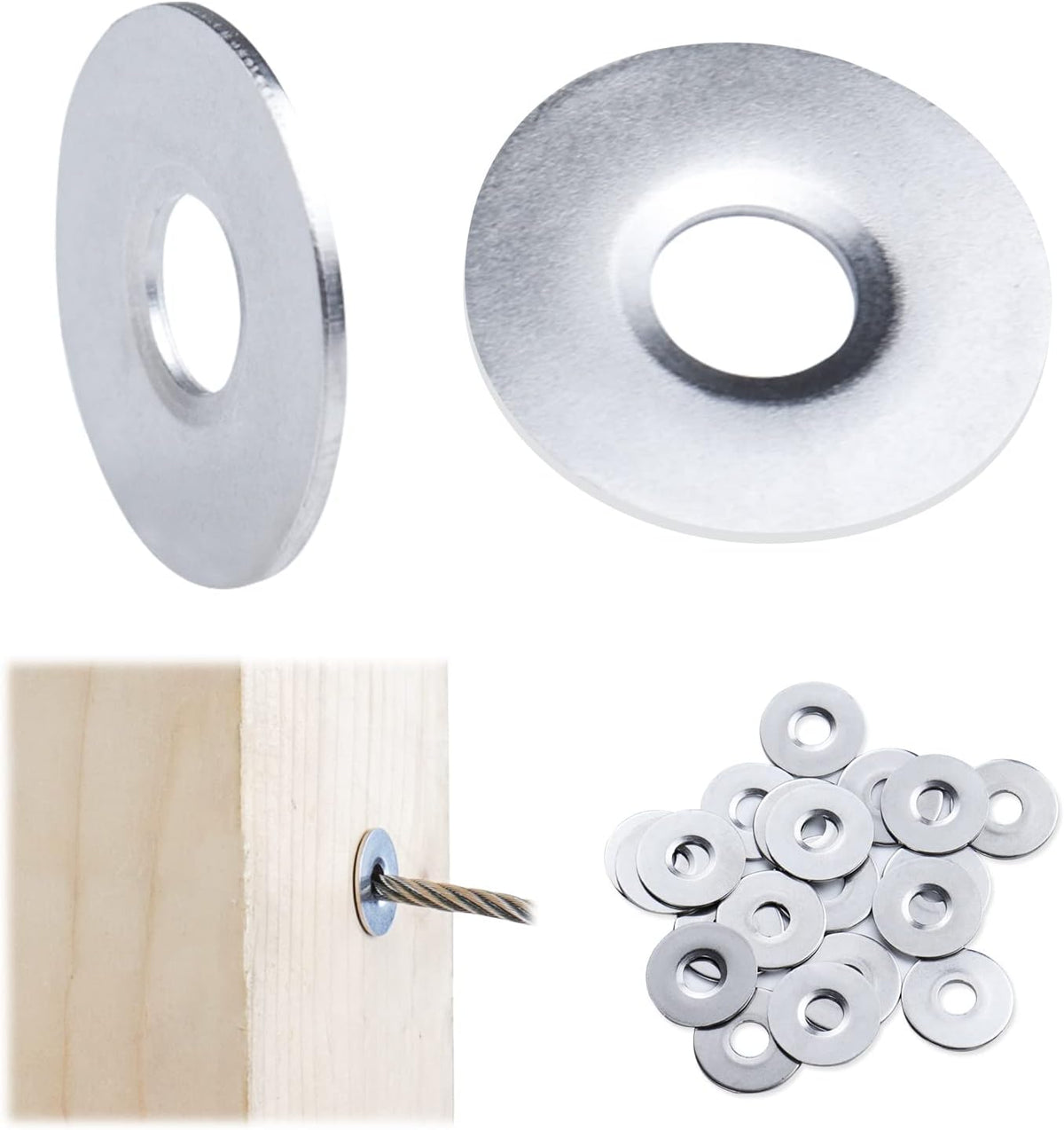 20Pack Cable Railing Kit Protector Sleeve Adhesive Grommet for 1/8 5/32 3/16 Wire Rope Wood Metal Posts T316 Stainless Steel Cable Deck Stair Railing R8703