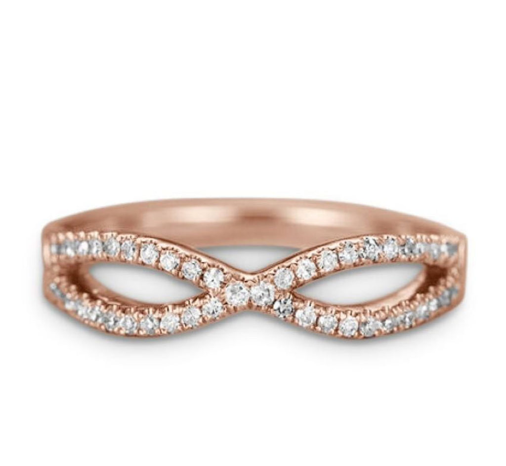 .15 ct Diamond Twisted Stacking Ring in 10K Rose Gold F4259