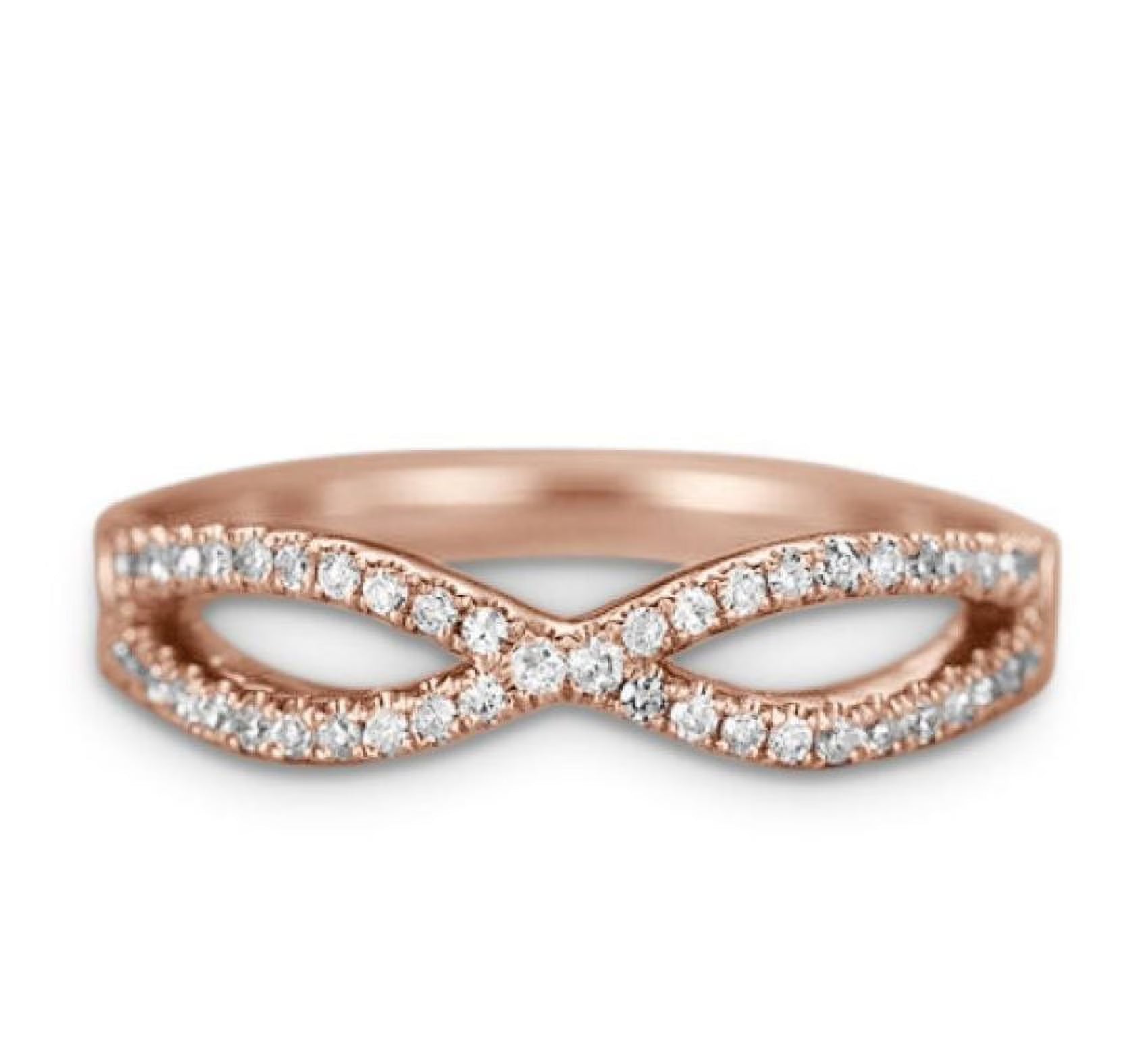 .15 ct Diamond Twisted Stacking Ring in 10K Rose Gold F4259