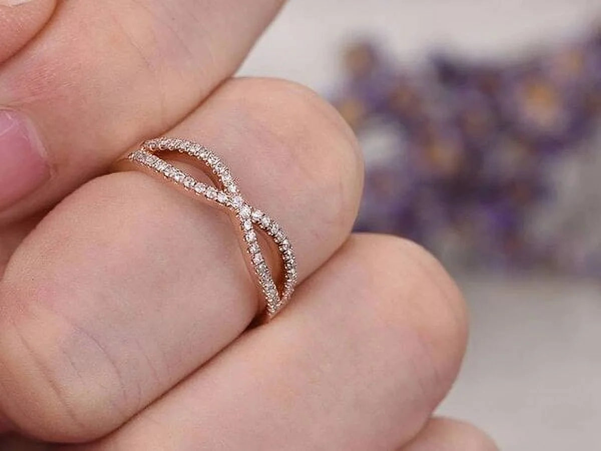 .15 ct Diamond Twisted Stacking Ring in 10K Rose Gold F4259