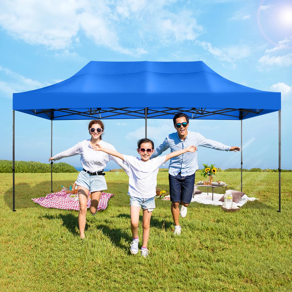 10' x 20' Pop Up Canopy Tent Straight Leg Shelter with Roller Bag, Blue C852