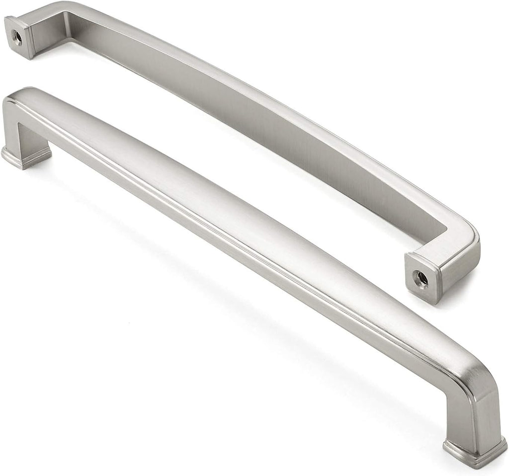 10 Pack Solid Kitchen Cabinet Handles, Satin Nickel L5639
