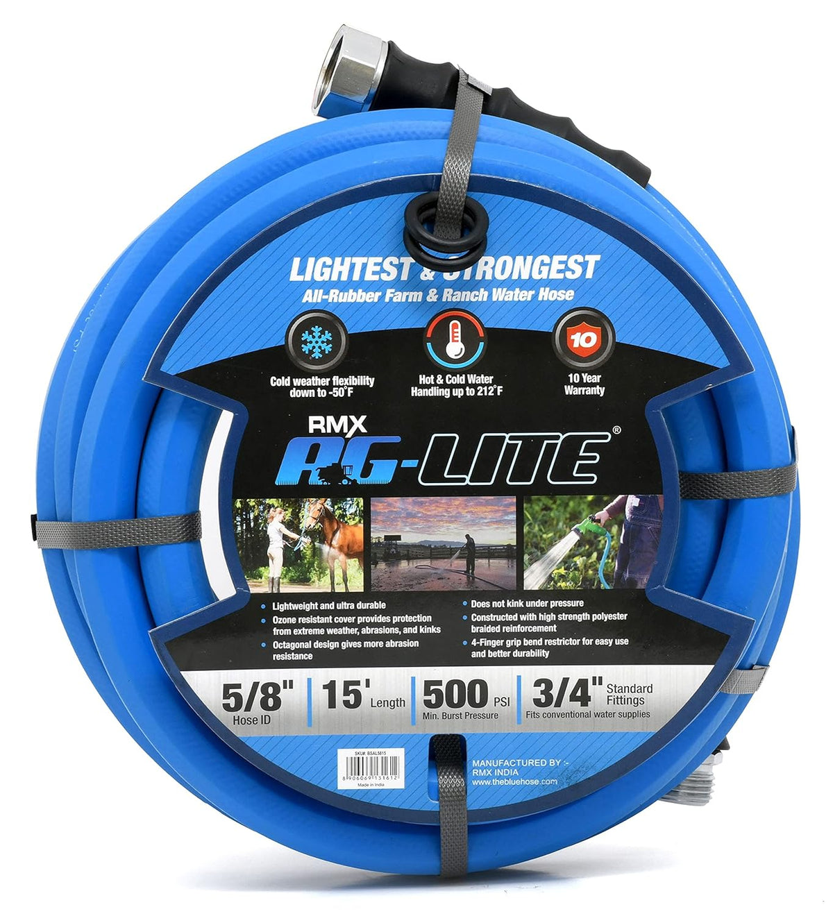 1" x 25' 100% Rubber Garden Hose, 500 PSI, Pack of 2 O2349
