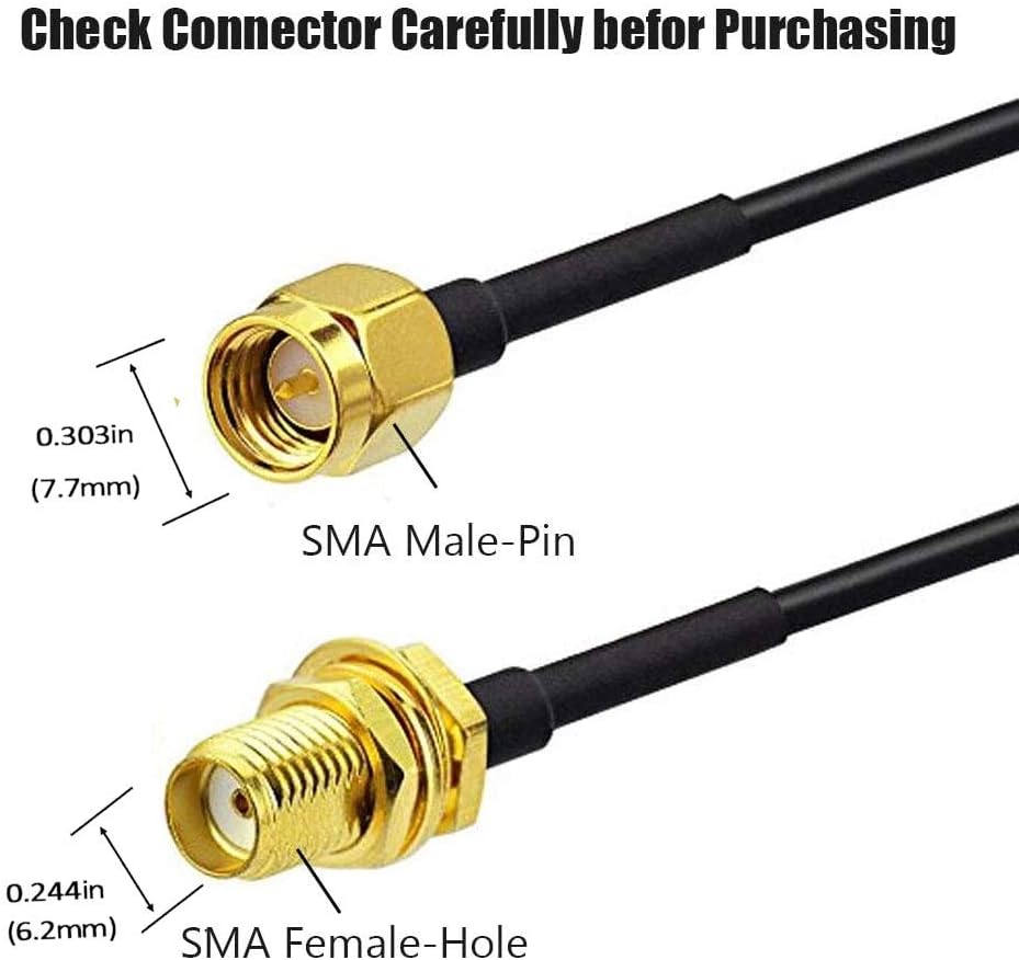 2 Pack 33ft SMA Extension Cable SMA Male to SMA Female RF Connector Adapter WiFi Antenna Extension Cable L24566
