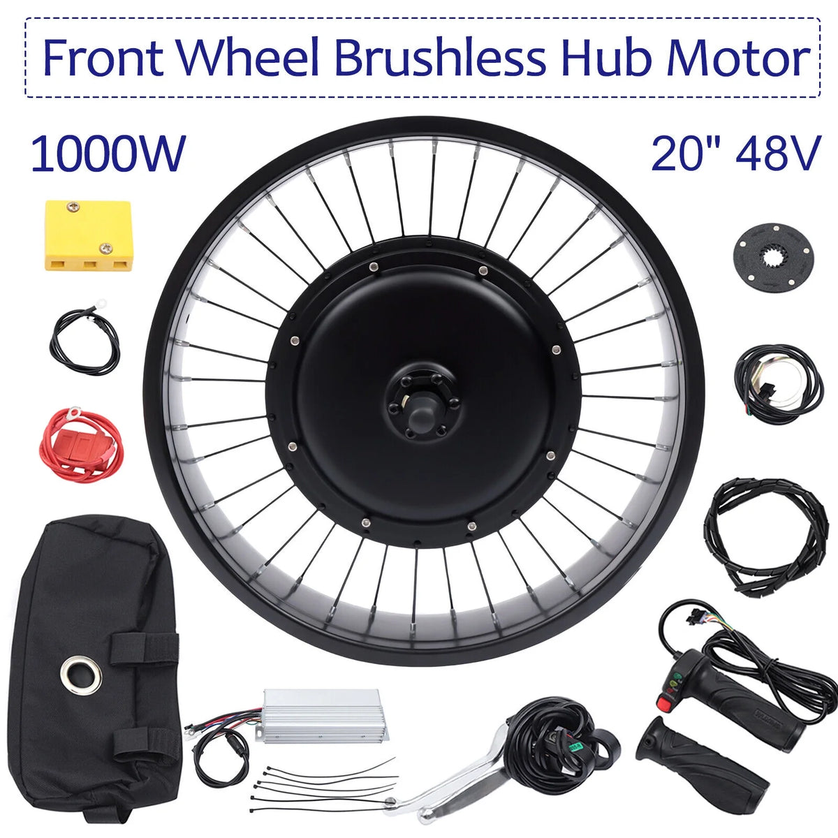 48V 1000W E-Bike Motor Conversion Kit Fat Tire Front Wheel I5678