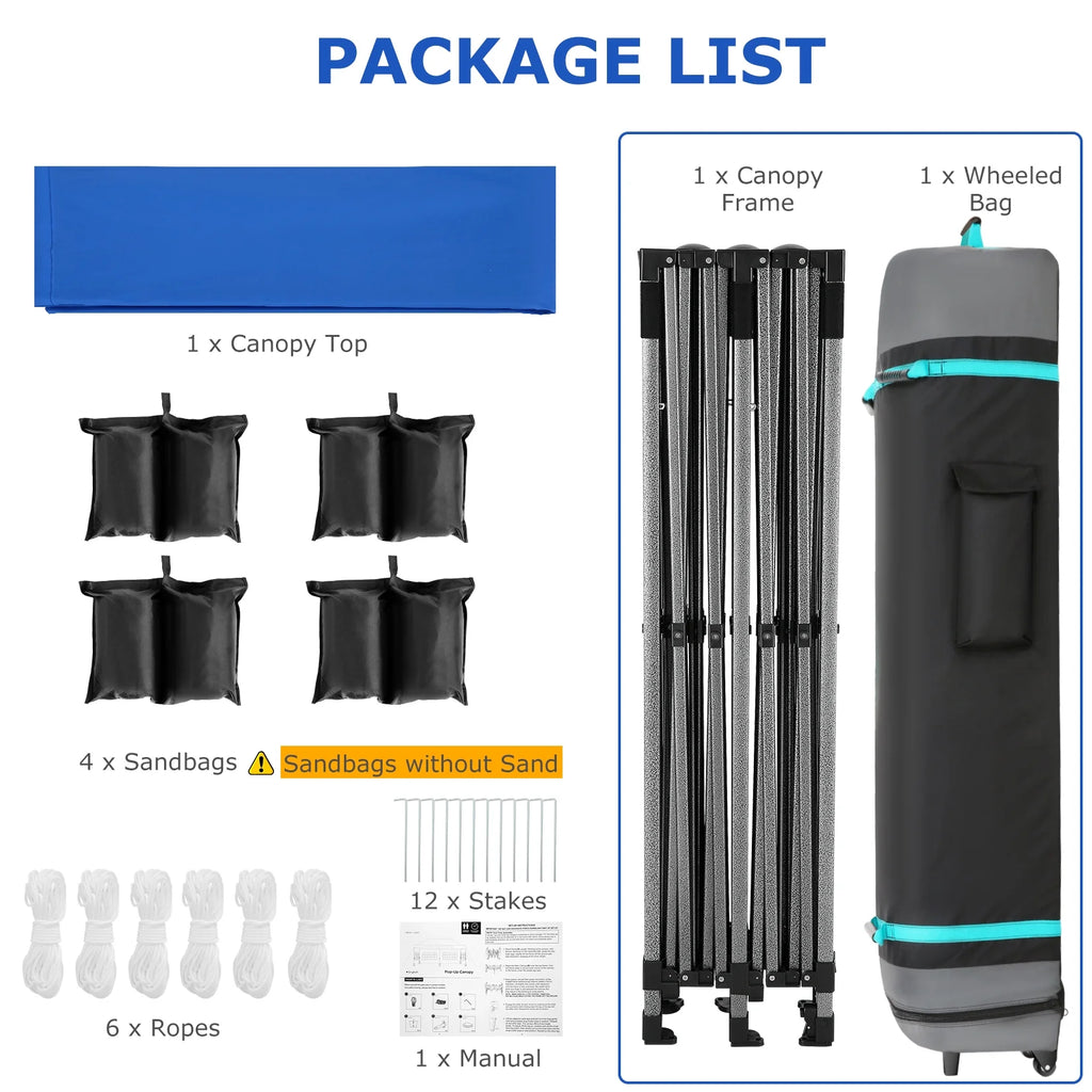 10' x 20' Pop Up Canopy Tent Straight Leg Shelter with Roller Bag, Blue C852