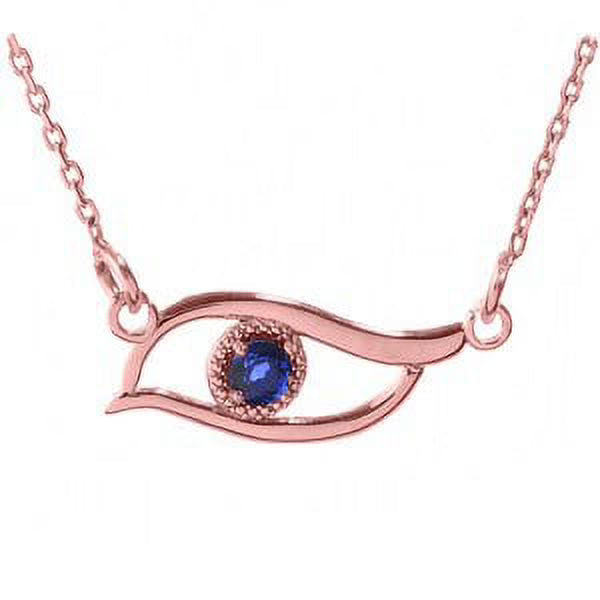 ROSE GOLD CZ SAPPHIRE EVIL EYE PENDANT NECKLACE with 22" chain D85588